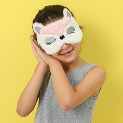 Nouveau masque pour les yeux de sommeil mignon en forme de renard de dessin animé en peluche pour enfants