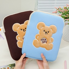 Cartoon bear velvet thickened tablet case 11 inch storage bag