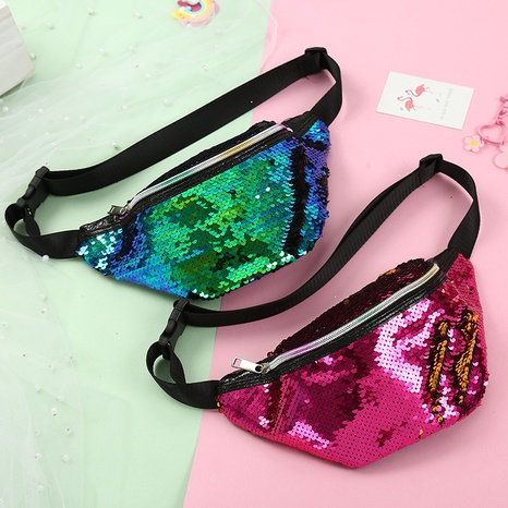 New Mermaid Sequin Sports Shoulder Waist Bag 28*14.5cm's discount tags