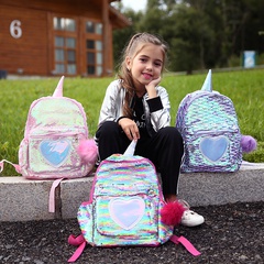 unicorn backpack girl travel bag ball sequins children's 24*10*34cm