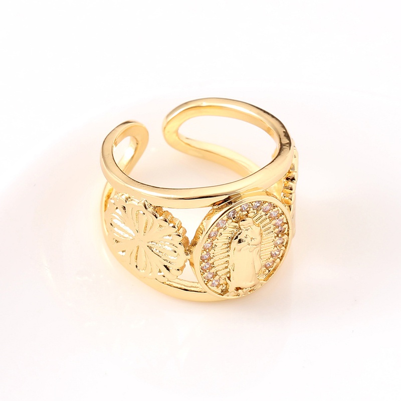 Mode geometrischer Doppelring Jungfrau Maria Kupfer offener Ring