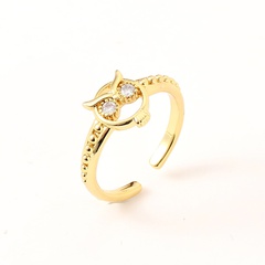 fashion copper-plated real gold geometric hollow owl tail ring 