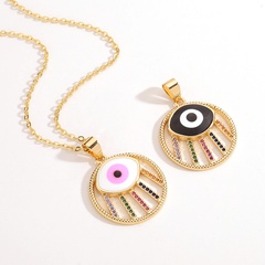 fashion evil eye pendant copper inlaid zircon necklace 