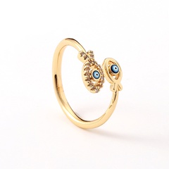 Women's small open copper real gold plated geometric eyes ring 