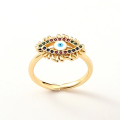 new copper inlaid color zircon ring summer geometric tail ring female