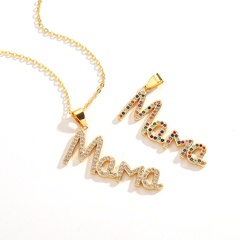 Classic Zircon Letter MAMA Pendant Mother's Day Copper Necklace