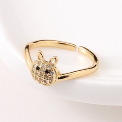 Simple women's copper-plated real gold geometric rabbit tail ring 