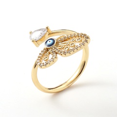 new fashion copper inlaid zircon butterfly opening adjustable ring female