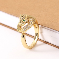 fashion copper gold-plated exaggerated leopard open tail ring 