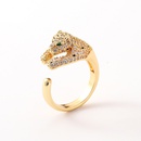 new hiphop copper inlaid zircon leopard head open tail ringpicture6