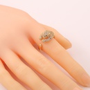 new hiphop copper inlaid zircon leopard head open tail ringpicture9