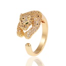 new hiphop copper inlaid zircon leopard head open tail ringpicture10