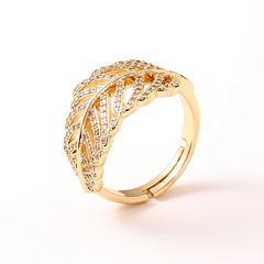 women's jewelry copper-plated 18K gold leaf geometric open ring