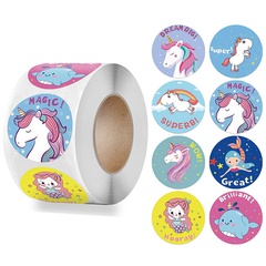Nueva decoración de regalo con sello de unicornios gracias rollo de etiquetas adhesivas