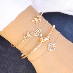 new leaf knotted diamond shape open bracelet four-piece set 