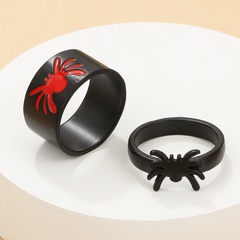 Gothic exaggerated dark metal ring 2-piece set of hollow spider ring 