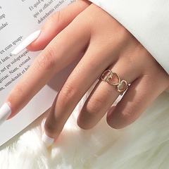fashion simple irregular heart hollow copper open index finger ring 