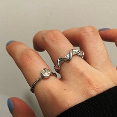 fashion irregular ring combination set retro open geometric index finger ring 