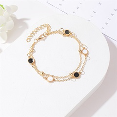 Korean double-layer round black white shell bracelet 