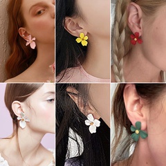 fashion petal flower alloy spray paint stud earrings