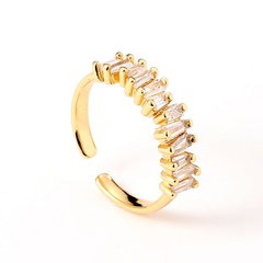 fashion women's jewelry copper micro-inlaid zircon T square zircon ring 