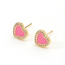Simple drip oil heartshaped copper goldplated earrings picture8