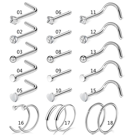 new 21-piece combination body piercing accessories stainless steel nose nail's discount tags