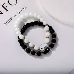 Nouveau bracelet créatif de couple de coutures rondes en pierre naturelle noire et blanche