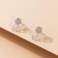 pendientes de aleación de malla irregular de diamante de doble cara creativos de moda