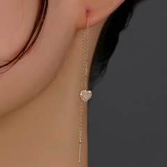 New copper micro-set zircon heart-shaped pearl pendant earrings