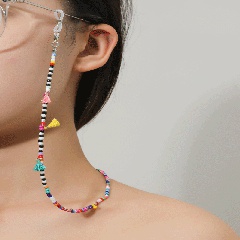Fashion Geometric Color Beads Tassel Glasses Hanging Chain