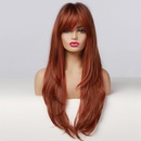 fashion chemical fiber models partial bangs Scottish gradient orange long wigspicture17