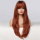 fashion chemical fiber models partial bangs Scottish gradient orange long wigspicture19