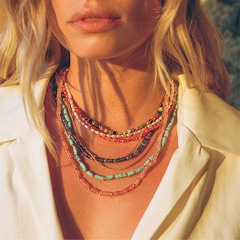 fashion retro mixed color semi-precious stone handmade necklace