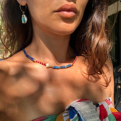 fashion blue agate necklace handmade semi-precious stone necklace