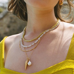 ethnic style semi-precious stone stitching beaded crystal necklace female
