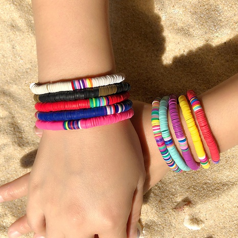 ethnic style color soft pottery elastic rope bracelet wholesale's discount tags