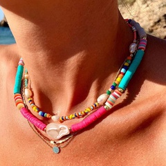Mode speziell geformte Perle Kontrastfarbe mehrfarbige weiche Keramik Halskette weiblich