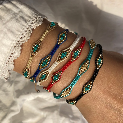 Bracelet de perles colorées en corde tissée à la main de style bohème's discount tags