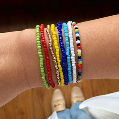 bohemian style hand-string bead multicolor multi-layer elastic rope bracelet