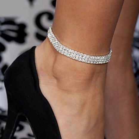 fashion simple row diamond elastic multi-layer alloy anklet's discount tags