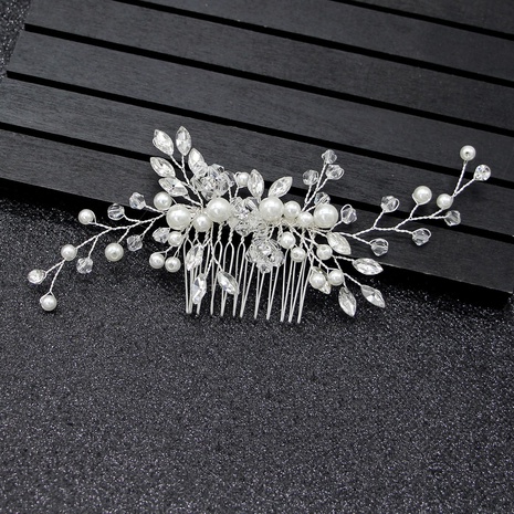 New Pearl Hair Comb White Crystal Headdress Banquet Hair Accessories's discount tags