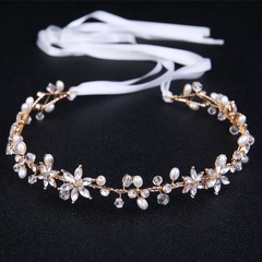 Accessoires de bandeau de perles faites à la main de fleur de strass de coiffure de mariée