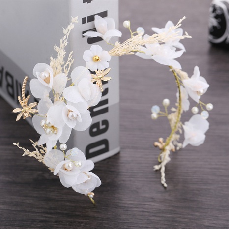 Korean wedding headdress gypsophila dried flower headband garland 's discount tags