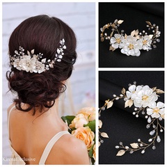 handmade pearl white pearl leaf hairband wedding accessories