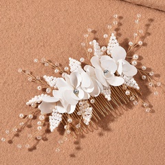 bridal flower hair comb simple head flower millet pearl bead knot wedding accessories