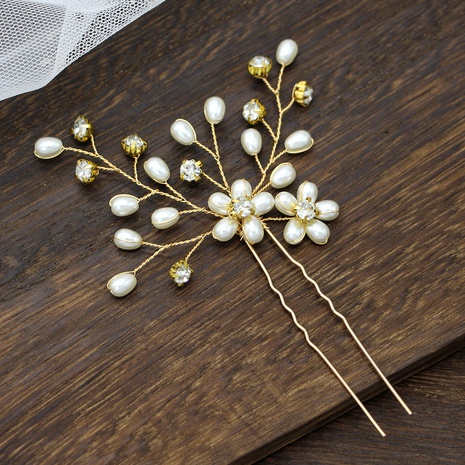 Bridal handmade accessories pearl flower crystal hairpin wholesale's discount tags