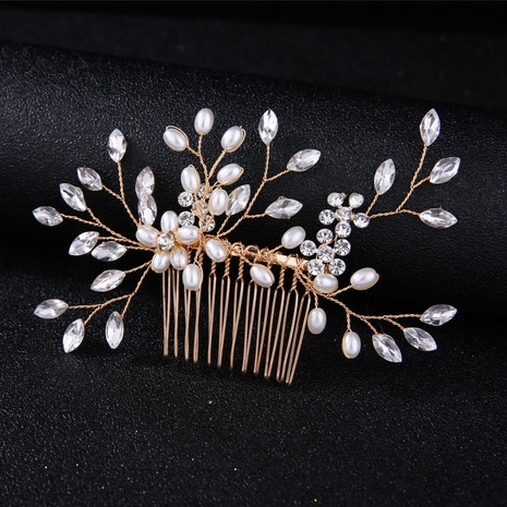 Bridal headwear Pure handmade pearl crystal hair comb's discount tags