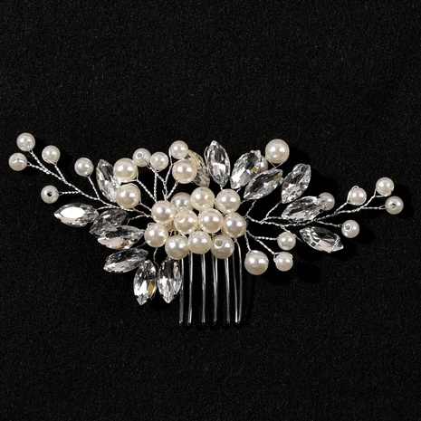 Bridal wedding handmade pearl rhinestone glass hair comb hair accessories's discount tags