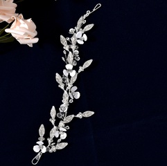Bridal wedding accessories white spray paint flower rhinestone headband
